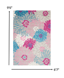 7’ x 10’ Gray and Pink Tropical Flower Area Rug