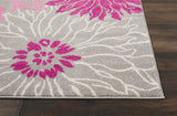 8’ x 10’ Gray and Pink Tropical Flower Area Rug