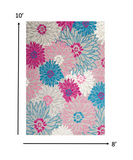 8’ x 10’ Gray and Pink Tropical Flower Area Rug