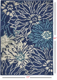 2’ x 3’ Navy and Ivory Floral Scatter Rug