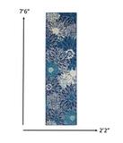 2’ x 8’ Navy and Ivory Floral Runner Rug