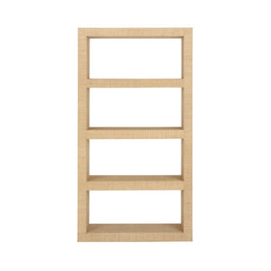 Raffia Book Shelves - Elegant Natural Raffia on Wood Design for an Airy, Stylish Home Décor Look