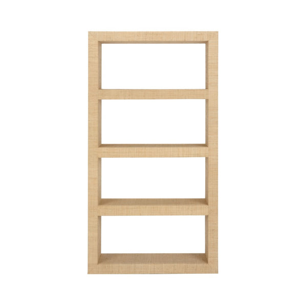 Raffia Book Shelves - Elegant Natural Raffia on Wood Design for an Airy, Stylish Home Décor Look