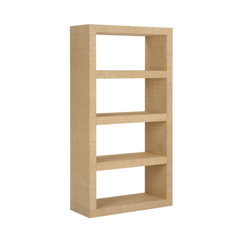Raffia Book Shelves - Elegant Natural Raffia on Wood Design for an Airy, Stylish Home Décor Look
