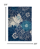 4’ x 6’ Navy and Ivory Floral Area Rug