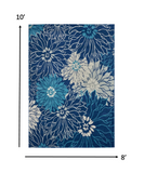 8’ x 10’ Navy and Ivory Floral Area Rug