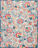 8’ x 10’ Ivory and Blue Floral Vines Area Rug