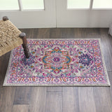 2’ x 3’ Light Gray and Pink Medallion Scatter Rug