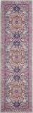 2’ x 6’ Light Gray and Pink Medallion Runner Rug