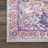 2’ x 10’ Light Gray and Pink Medallion Runner Rug