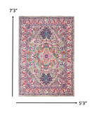 5’ x 7’ Light Gray and Pink Medallion Area Rug