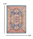 2’ x 3’ Teal and Pink Medallion Scatter Rug