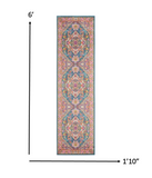 2’ x 6’ Teal and Pink Medallion Runner Rug