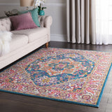 4’ x 6’ Teal and Pink Medallion Area Rug