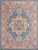 7’ x 10’ Teal and Pink Medallion Area Rug