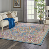 8’ x 10’ Teal and Pink Medallion Area Rug