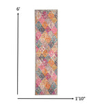 2’ x 6’ Muted Brights Floral Diamond Runner Rug