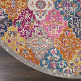 5’ Round Muted Brights Floral Diamond Area Rug