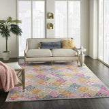 7’ x 10’ Muted Brights Floral Diamond Area Rug