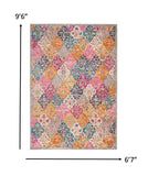 7’ x 10’ Muted Brights Floral Diamond Area Rug