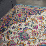 4’ x 6’ Pink and Blue Floral Medallion Area Rug