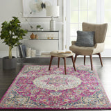 4’ x 6’ Pink and Ivory Medallion Area Rug