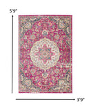 4’ x 6’ Pink and Ivory Medallion Area Rug