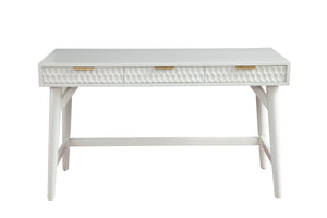 White Pearl Large Desk - Elegant Mahogany & Gold Accents with Textured Drawers, 52" x 24" x 30"