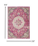 5’ x 7’ Pink and Ivory Medallion Area Rug