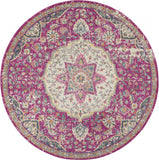 5’ Round Pink and Ivory Medallion Area Rug