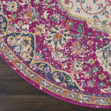 5’ Round Pink and Ivory Medallion Area Rug