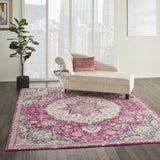 7’ x 10’ Pink and Ivory Medallion Area Rug