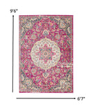 7’ x 10’ Pink and Ivory Medallion Area Rug