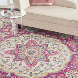 8’ x 10’ Pink and Ivory Medallion Area Rug