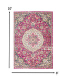 8’ x 10’ Pink and Ivory Medallion Area Rug