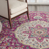 8’ Round Pink and Ivory Medallion Area Rug