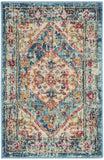 2’ x 3’ Ivory and Light Blue Distressed Scatter Rug