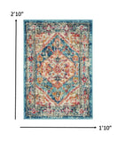 2’ x 3’ Ivory and Light Blue Distressed Scatter Rug