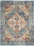 4’ x 6’ Ivory and Light Blue Distressed Area Rug