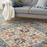 7’ x 10’ Ivory and Light Blue Distressed Area Rug