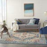 8’ x 10’ Ivory and Light Blue Distressed Area Rug