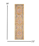 2’ x 10’ Ivory and Yellow Center Medallion Runner Rug