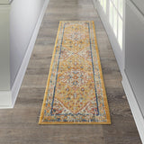 2’ x 8’ Ivory and Yellow Center Medallion Runner Rug