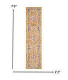 2’ x 8’ Ivory and Yellow Center Medallion Runner Rug