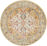 4’ Round Ivory and Yellow Center Medallion Area Rug