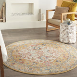 4’ Round Ivory and Yellow Center Medallion Area Rug