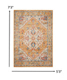 5’ x 7’ Ivory and Yellow Center Medallion Area Rug