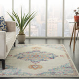 4’ x 6’ Gray Distressed Medallion Area Rug