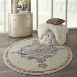 5’ Round Gray Distressed Medallion Area Rug