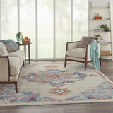 8’ x 10’ Gray Distressed Medallion Area Rug